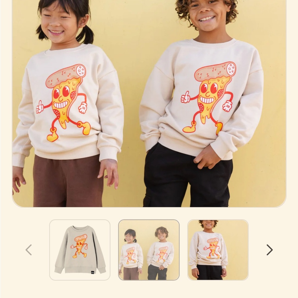 Kids Cream Pizza Graphic Sweatshirt - Unbranded